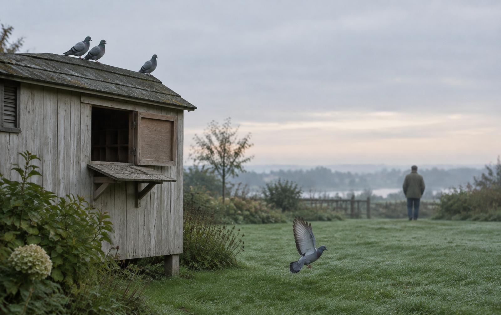 Et dueslag i en grøn have i morgenlys